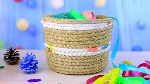  DIY Decorative Rope Eco Basket 